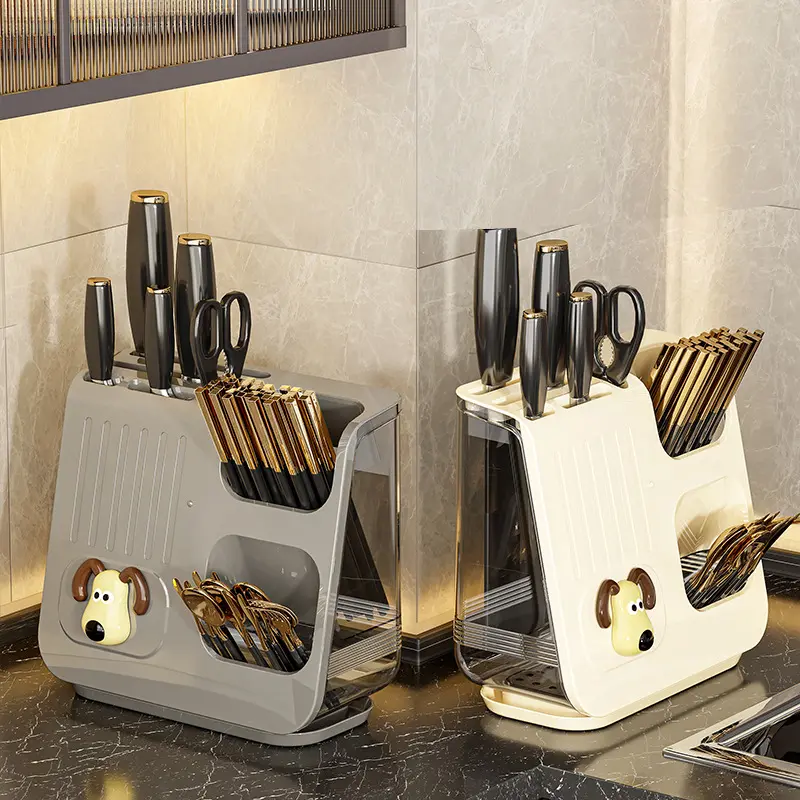 Multifunctional chopsticks tube knife holder storage box High-end kitchen countertop spoon tableware drain storage rack