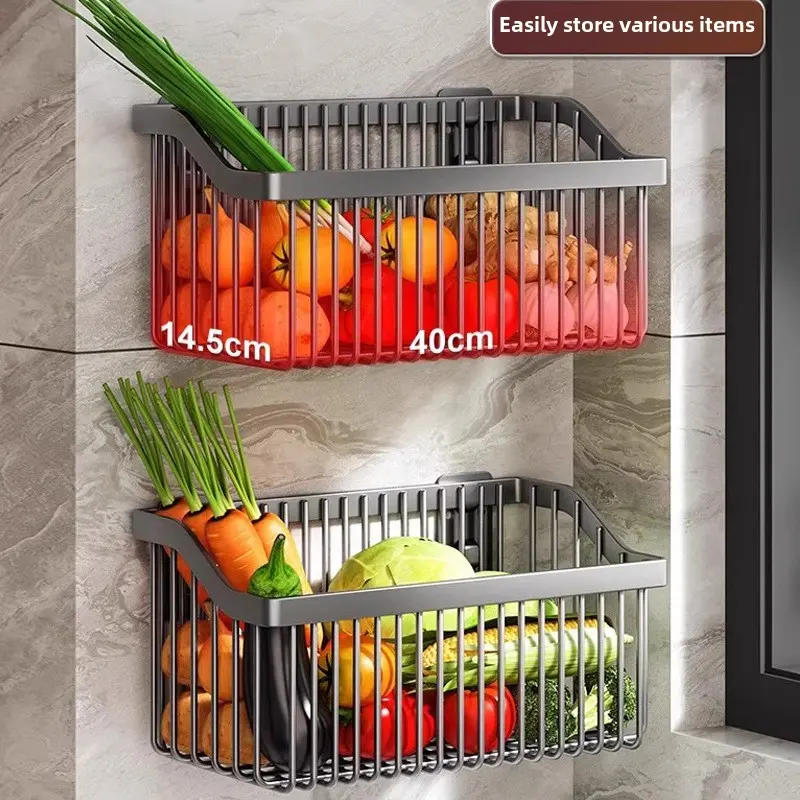 Kitchen seasoning rack multi-functional wall hanging storage wall salt seasoning pot basket savings basket drain rack