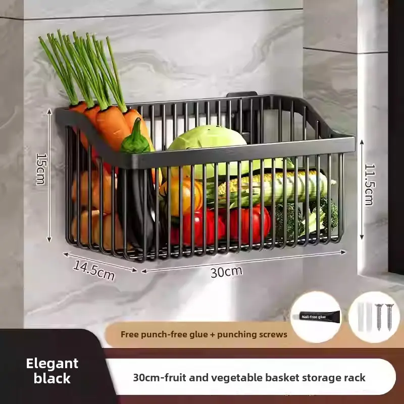Kitchen seasoning rack multi-functional wall hanging storage wall salt seasoning pot basket savings basket drain rack