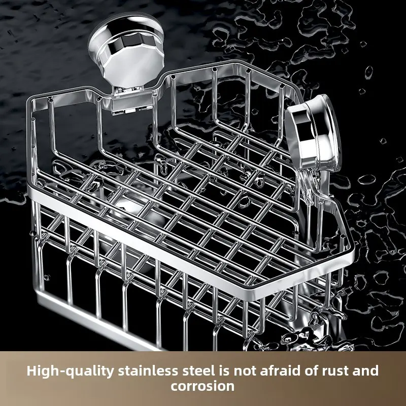 Kitchen perforation-free suction cup storage rack Wall-mounted seasoning rack Household corner seasoning supplies storage rack