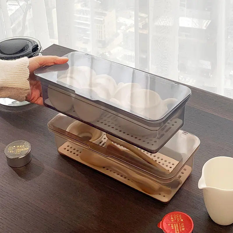 Chopsticks tea set storage box Dust proof with cover drain chopsticks cage household kitchen tabletop cutlery organizer box