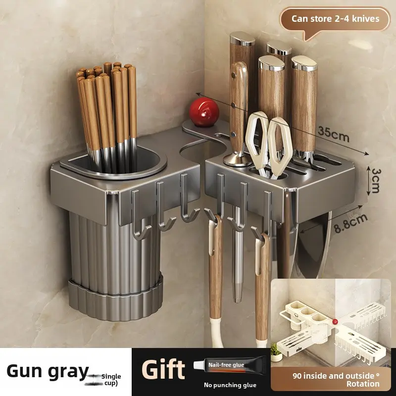 Knife holder storage rack Kitchen household wall hanging multi-functional knife holder chopsticks tube storage rack dish rack