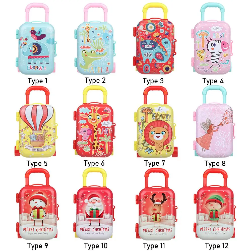 Doll Cartoon Suitcase Dolls Accessories Mini Trunk Dollhouse Accessories Furniture Jewellery Case Candy Box Christmas Supplies