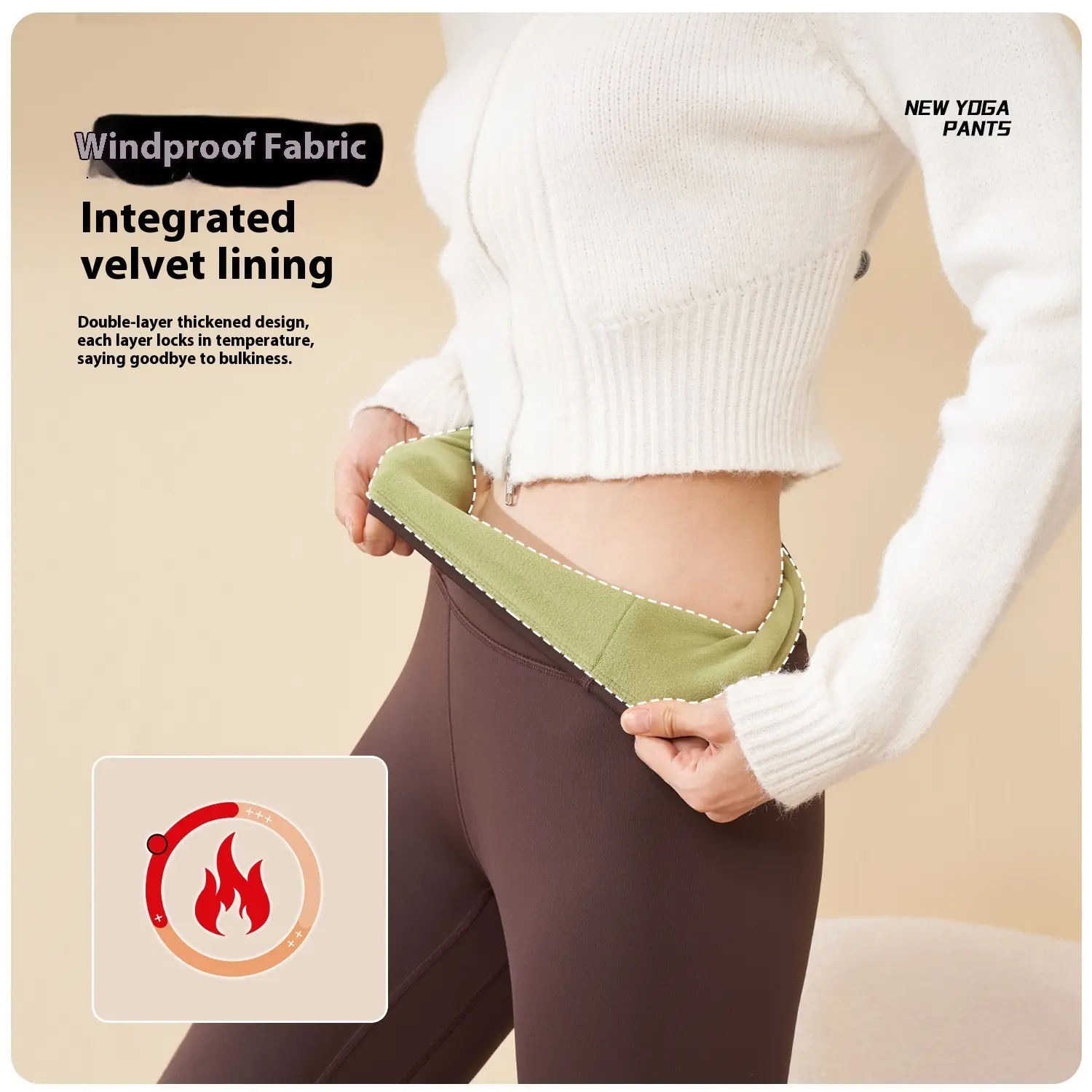 Juyitang's new winter outer wear abdomen and hip lift fitness sports tight-fitting thickened velvet yoga pants