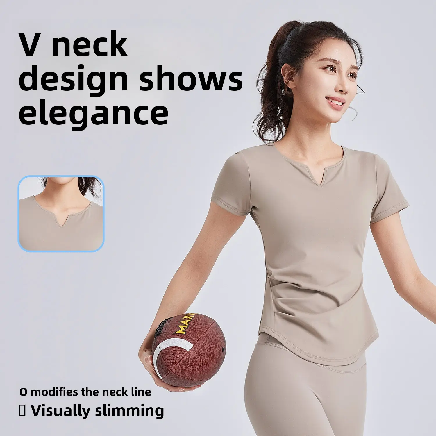 Juyitang summer new v-neck pleated yoga clothes short-sleeved women's shock-proof fixed cup slimming sports fitness top