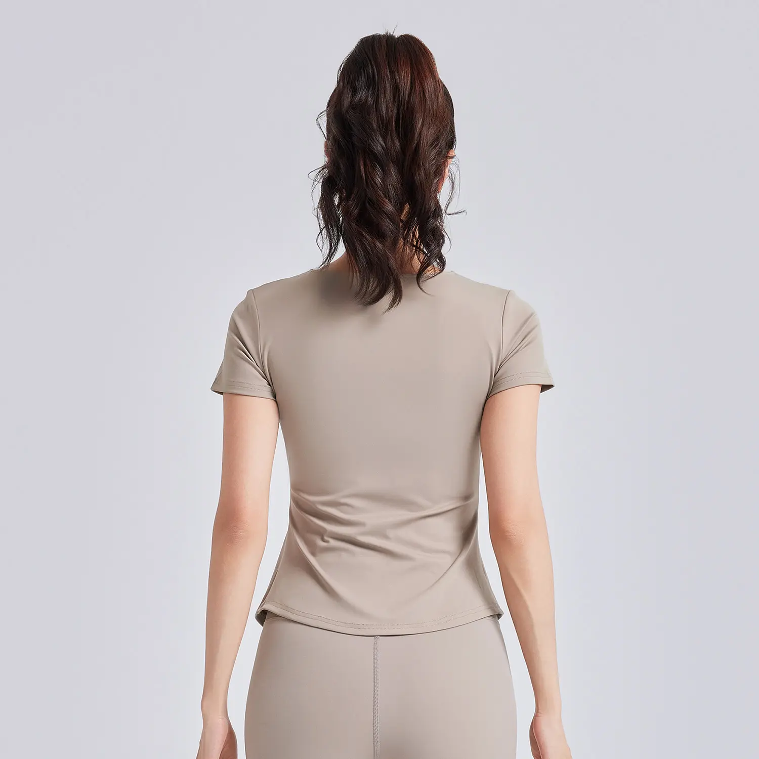 Juyitang summer new v-neck pleated yoga clothes short-sleeved women's shock-proof fixed cup slimming sports fitness top