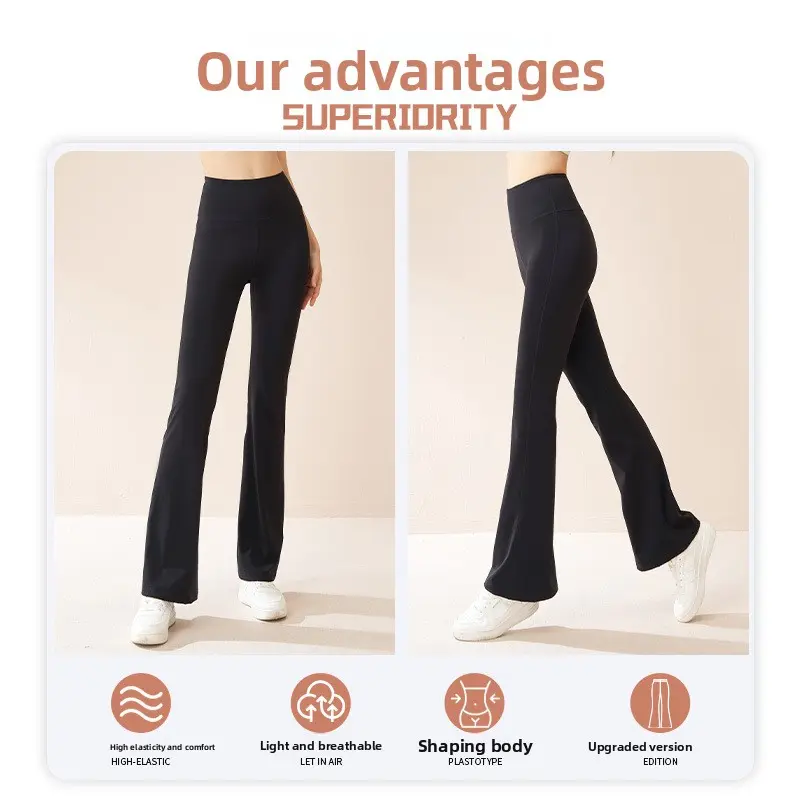 Juyitang Outdoor Sports Fitness Flared Pants High Waist Hip Lift Abdomen High Elasticity Skinny Yoga Wide Leg Pants Women