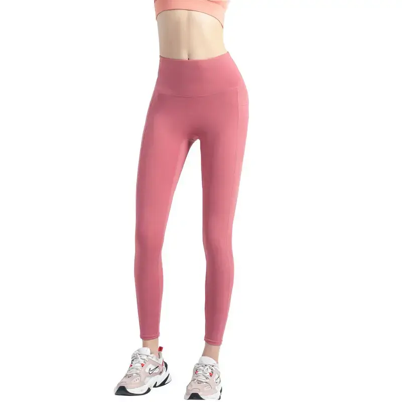 Cross-border no-embarrassment line fitness high waist hip lift sports leggings peach hip nylon nude yoga pants women