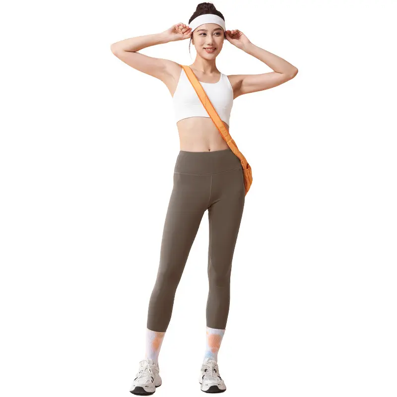 Juyitang autumn and winter thin velvet yoga pants high waist, hip lift and abdomen sports leggings seamless fitness pants women