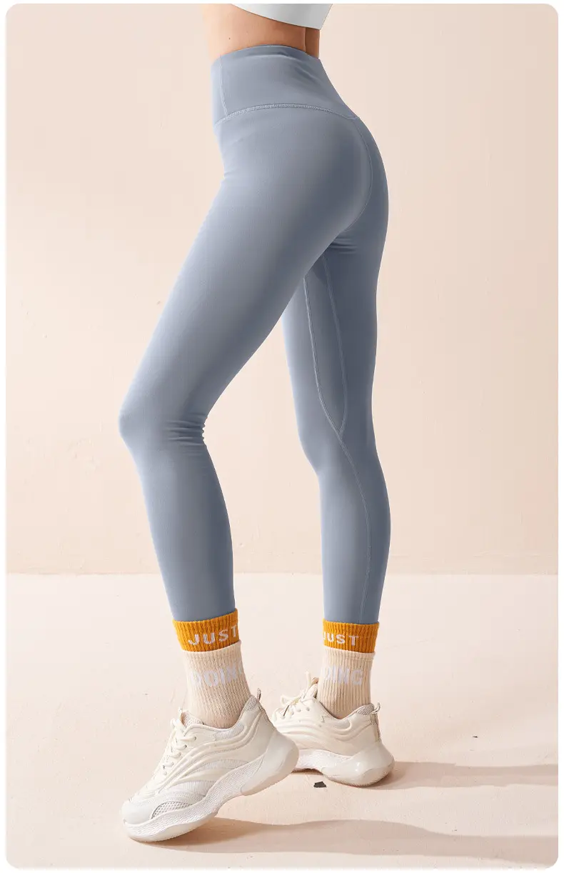 Juyitang autumn and winter thin velvet yoga pants high waist, hip lift and abdomen sports leggings seamless fitness pants women