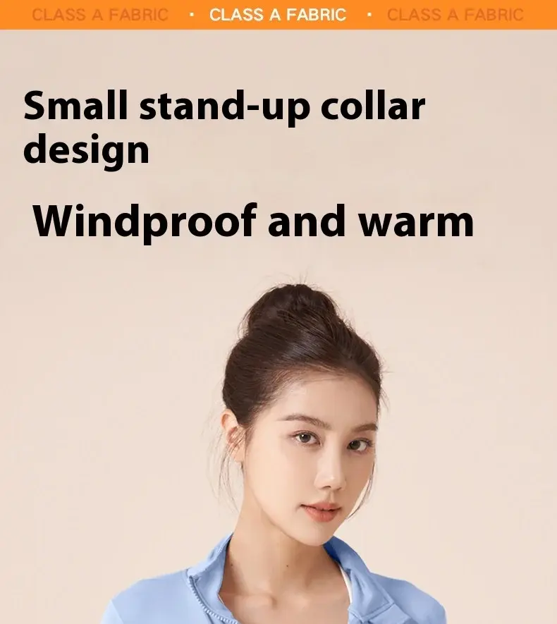 Juyitang autumn and winter velvet back flower yoga jacket stand-up collar zipper outdoor sports windproof  fitness clothing