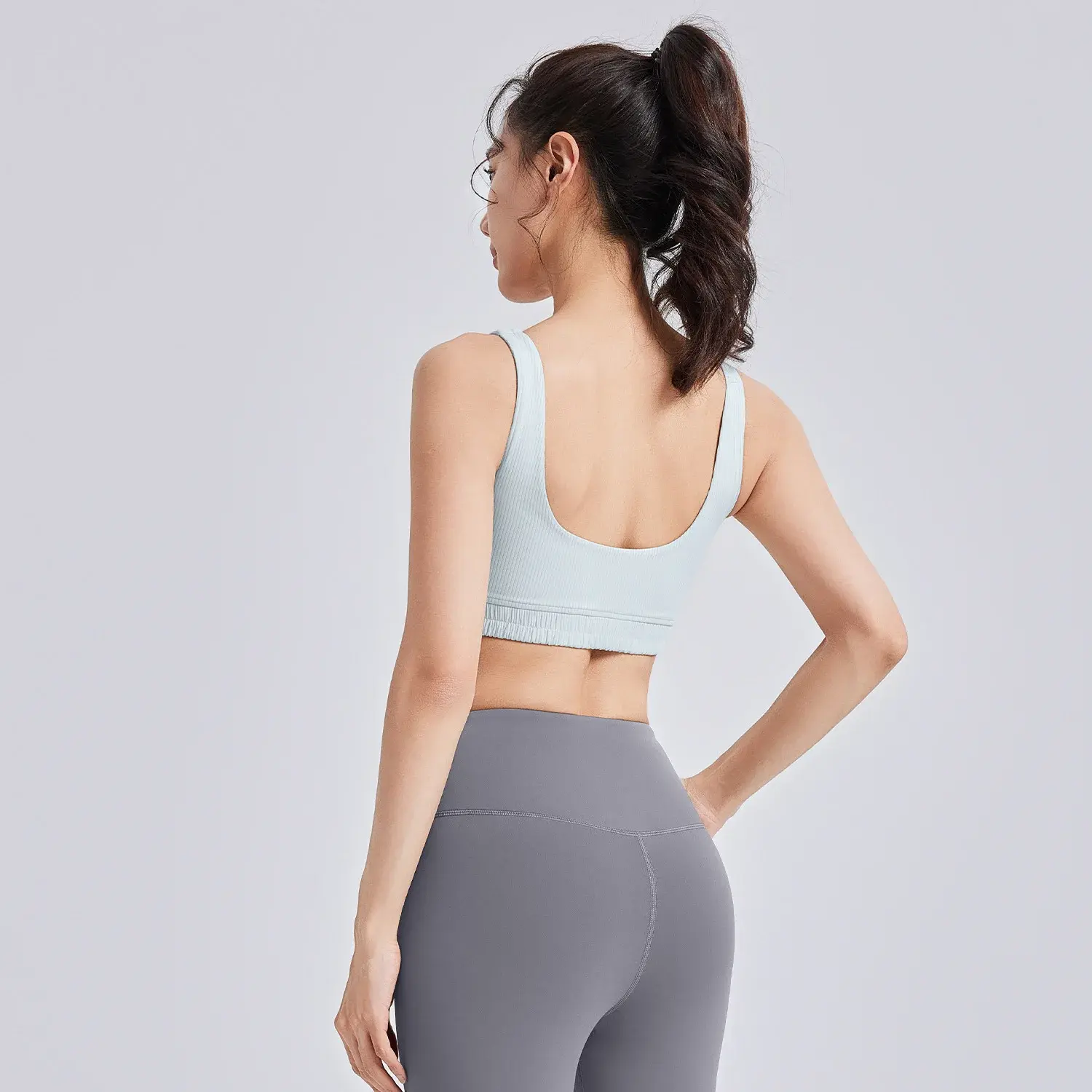 Juyi Tang Striped Yoga Suit Underwear U-Shaped Dopamine High-Strength Shockproof Gathering and Collecting Breasts Sports Suit