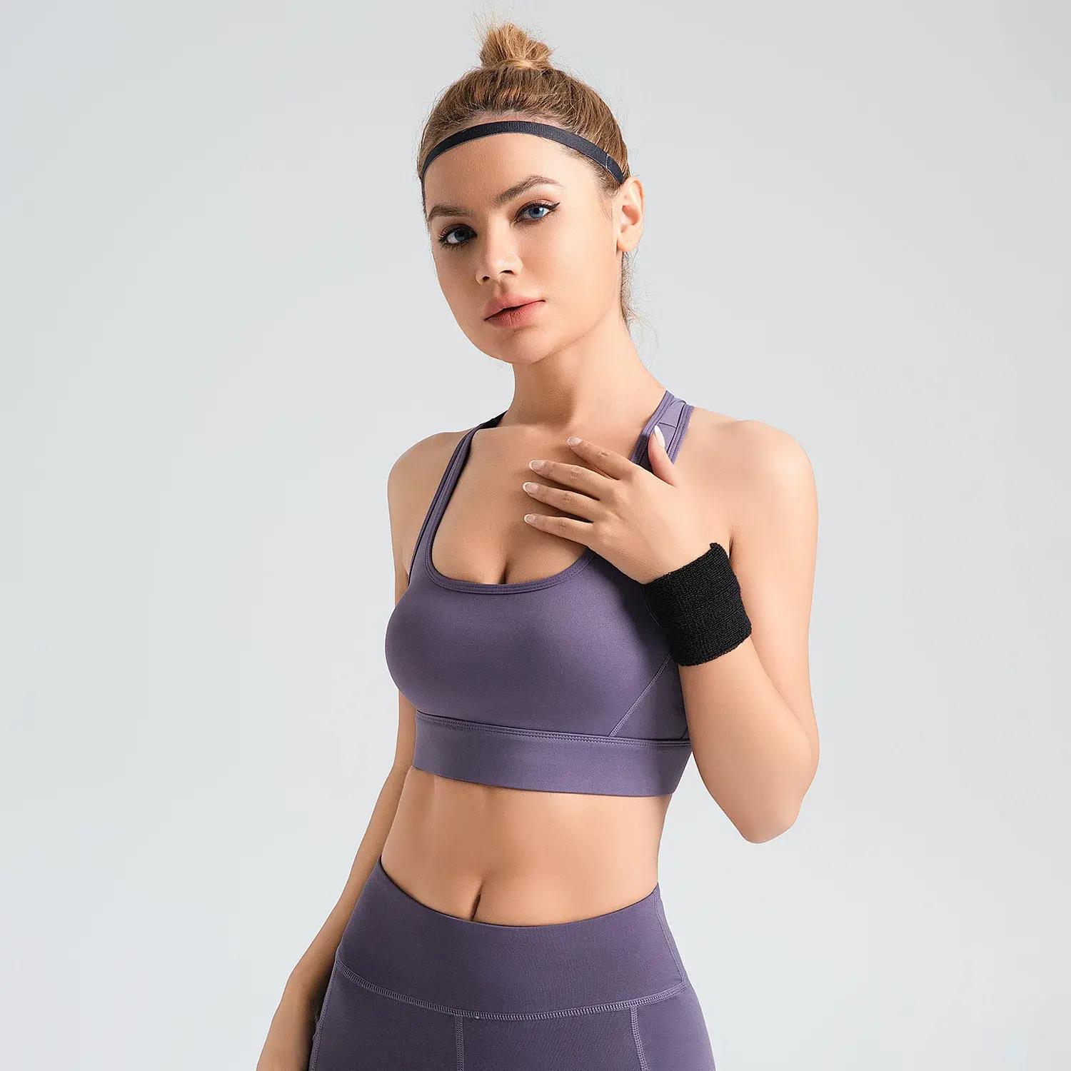 Peach breasted sports underwear women's high-strength shockproof fitness yoga beautiful back sports bra