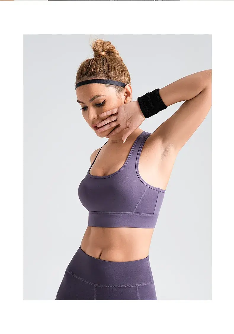 Peach breasted sports underwear women's high-strength shockproof fitness yoga beautiful back sports bra