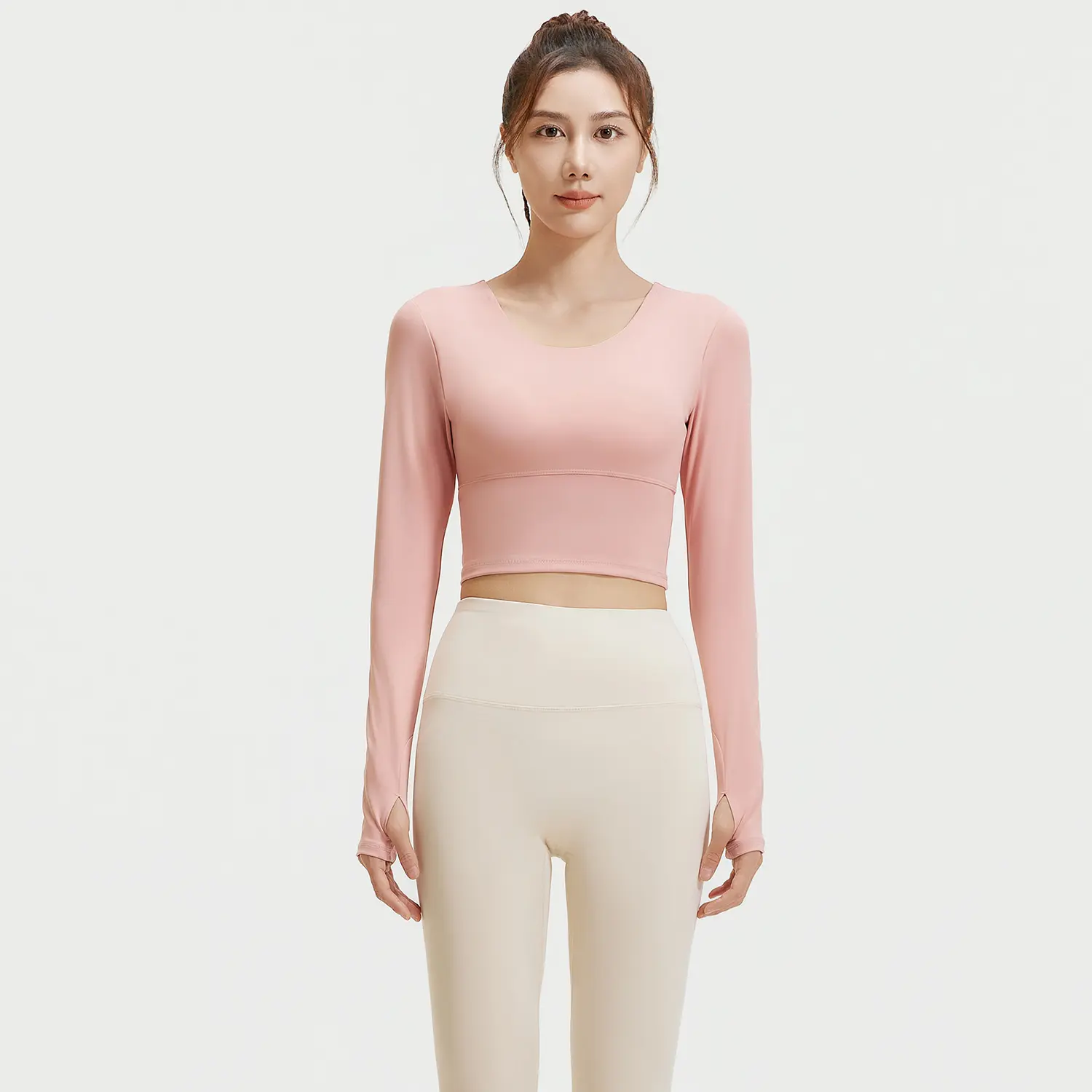 Juyitang autumn yoga suit, beautiful back and thin, no bra, nude and slim fitness suit for women