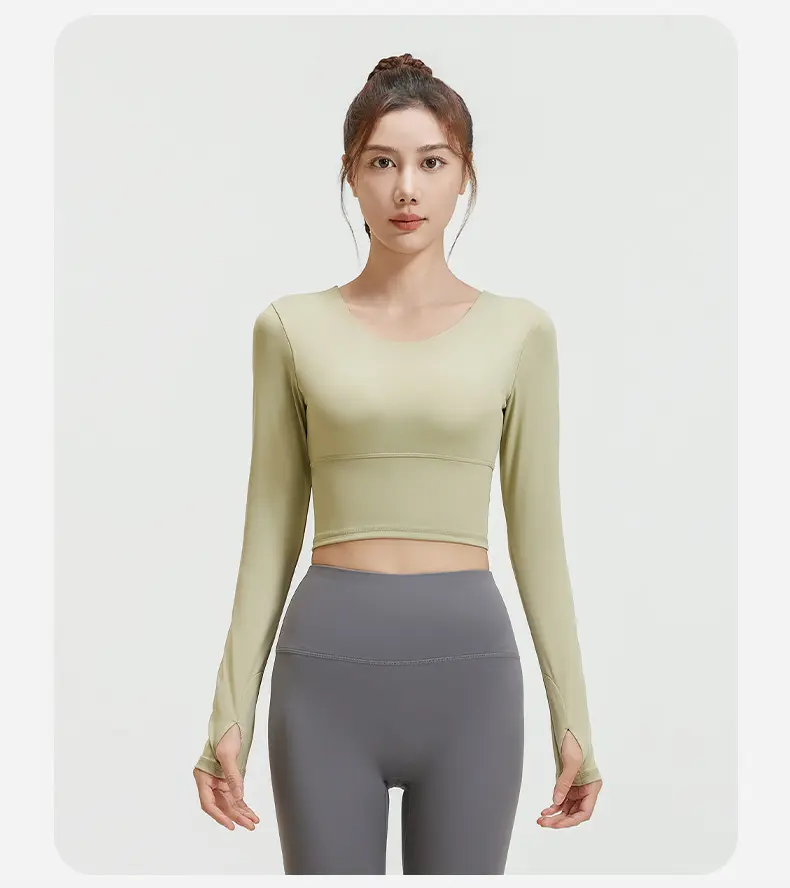 Juyitang autumn yoga suit, beautiful back and thin, no bra, nude and slim fitness suit for women