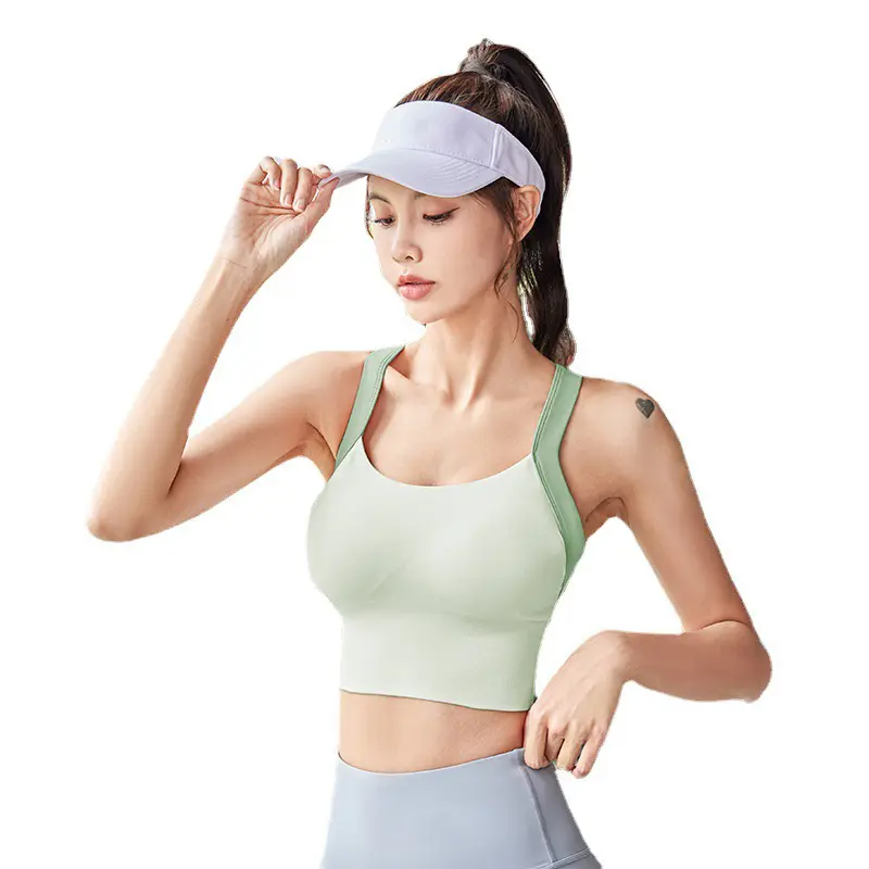 integrated beauty back sports underwear high-strength shock-proof fixed chest pad waist display chest women's fitness vest