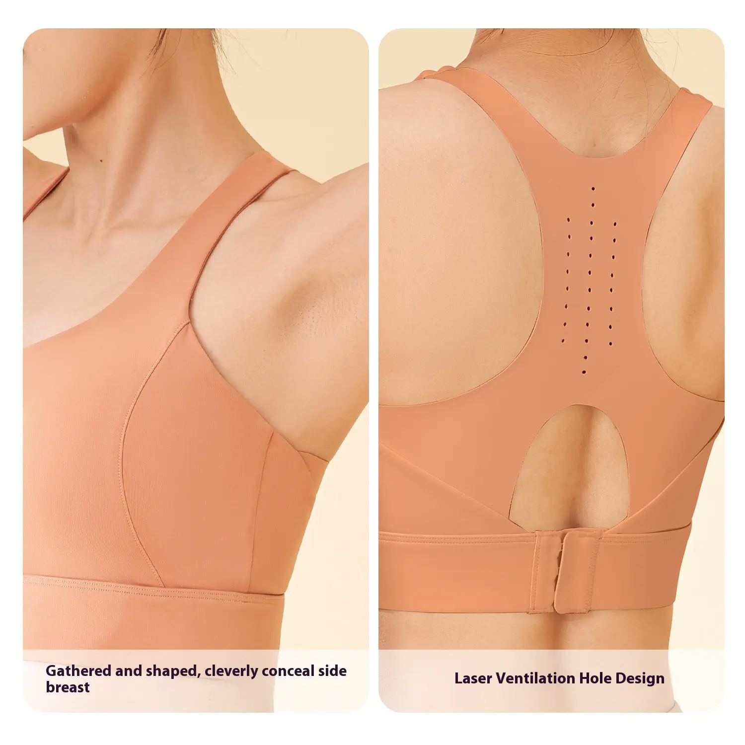 Juyatang hole-feeling breasted sports bra gathers breathable high-strength shockproof sports underwear