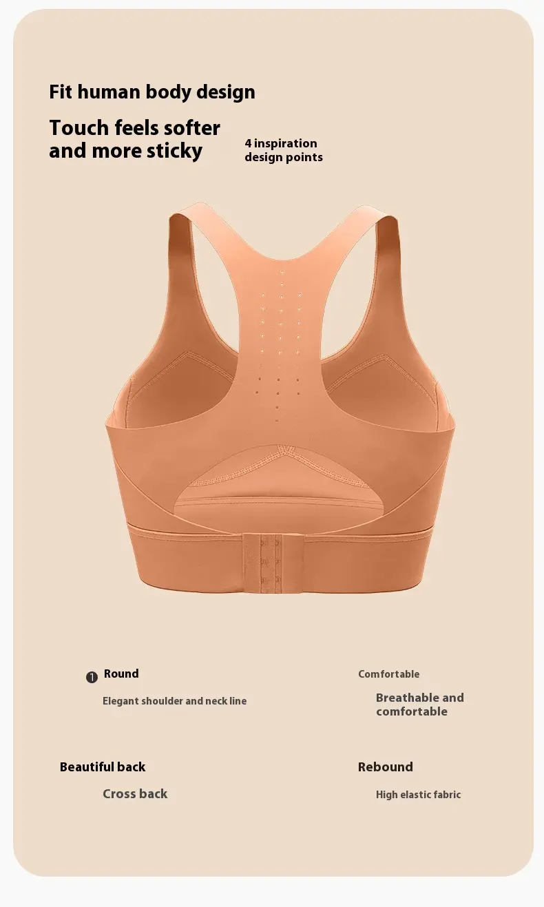 Juyatang hole-feeling breasted sports bra gathers breathable high-strength shockproof sports underwear