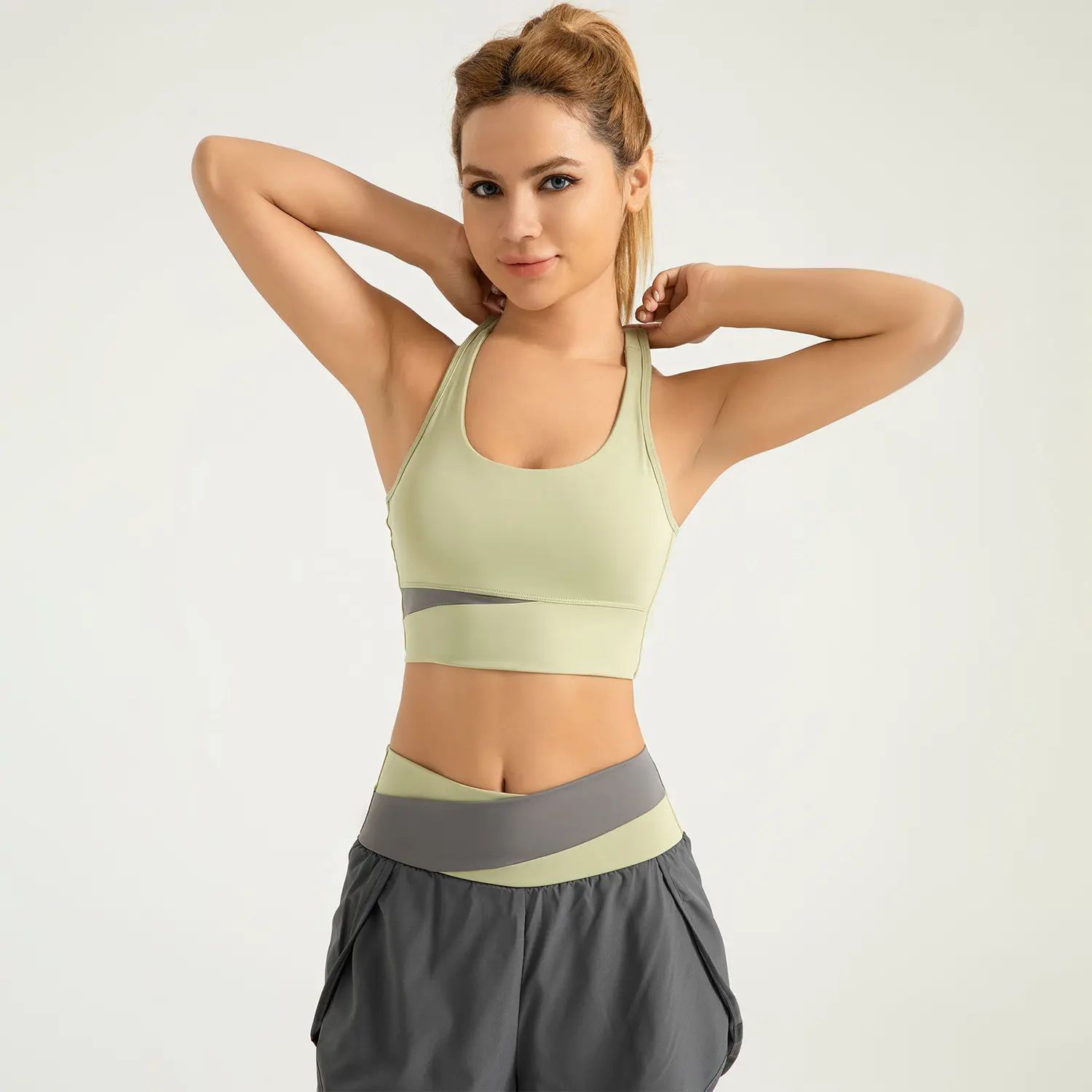 Juyitang Cross-border Zone Splicing Sports Underwear Women's High-strength Shockproof Gathering Fitness Vest
