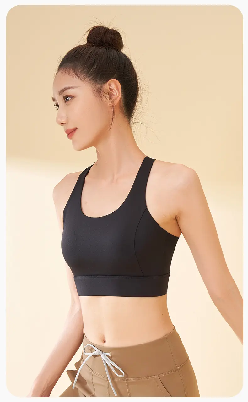 Juyatang hole-feeling breasted sports bra gathers breathable high-strength shockproof sports underwear