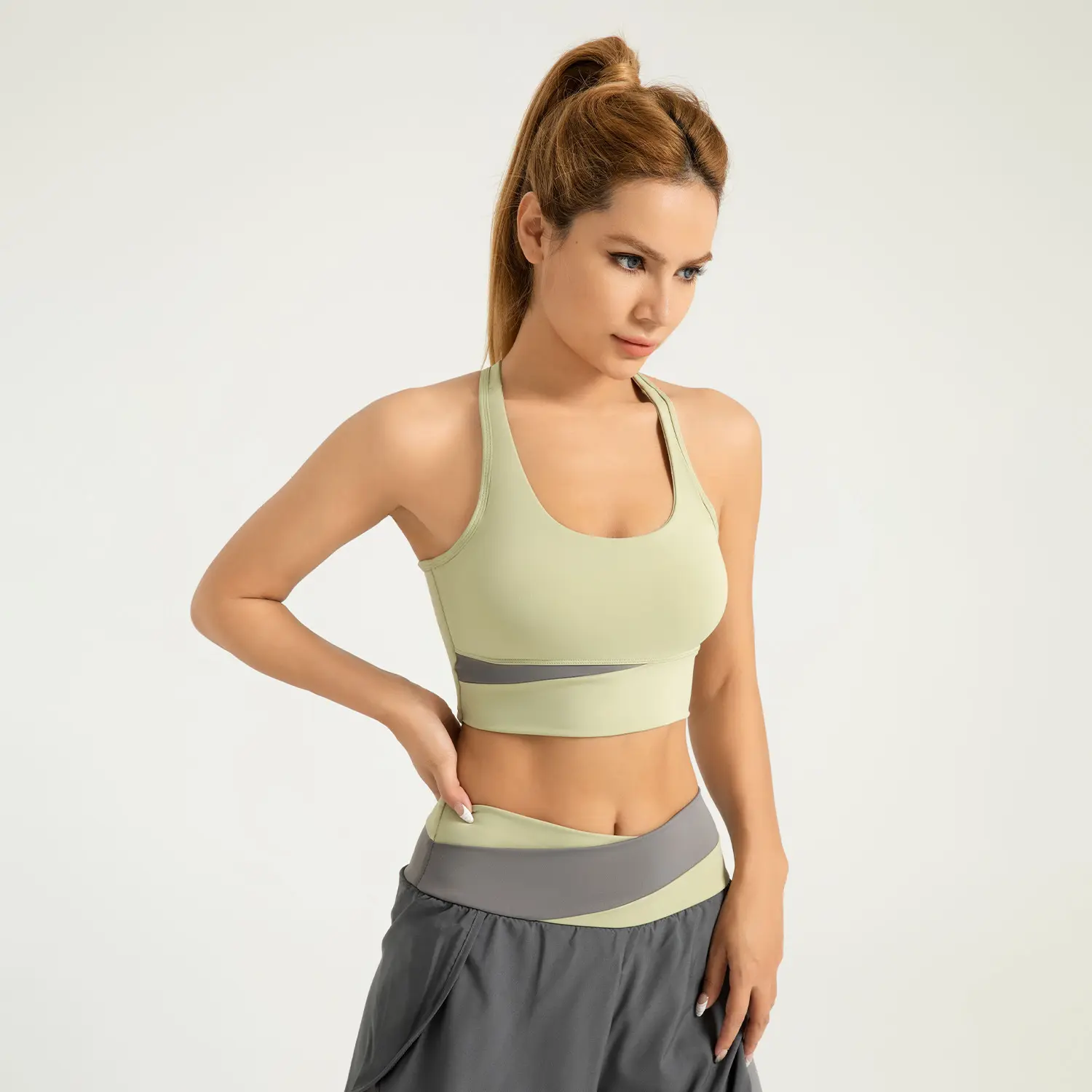 Juyitang Cross-border Zone Splicing Sports Underwear Women's High-strength Shockproof Gathering Fitness Vest