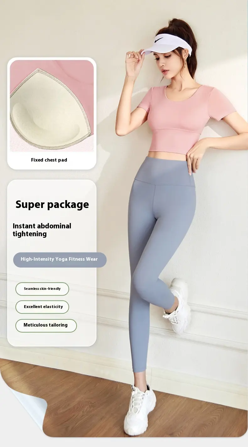 Juyitang Yoga Suit Skinny Sports Suit Women's Naked Beauty Back Strap Chest Pad Fitness Suit Women gym set women