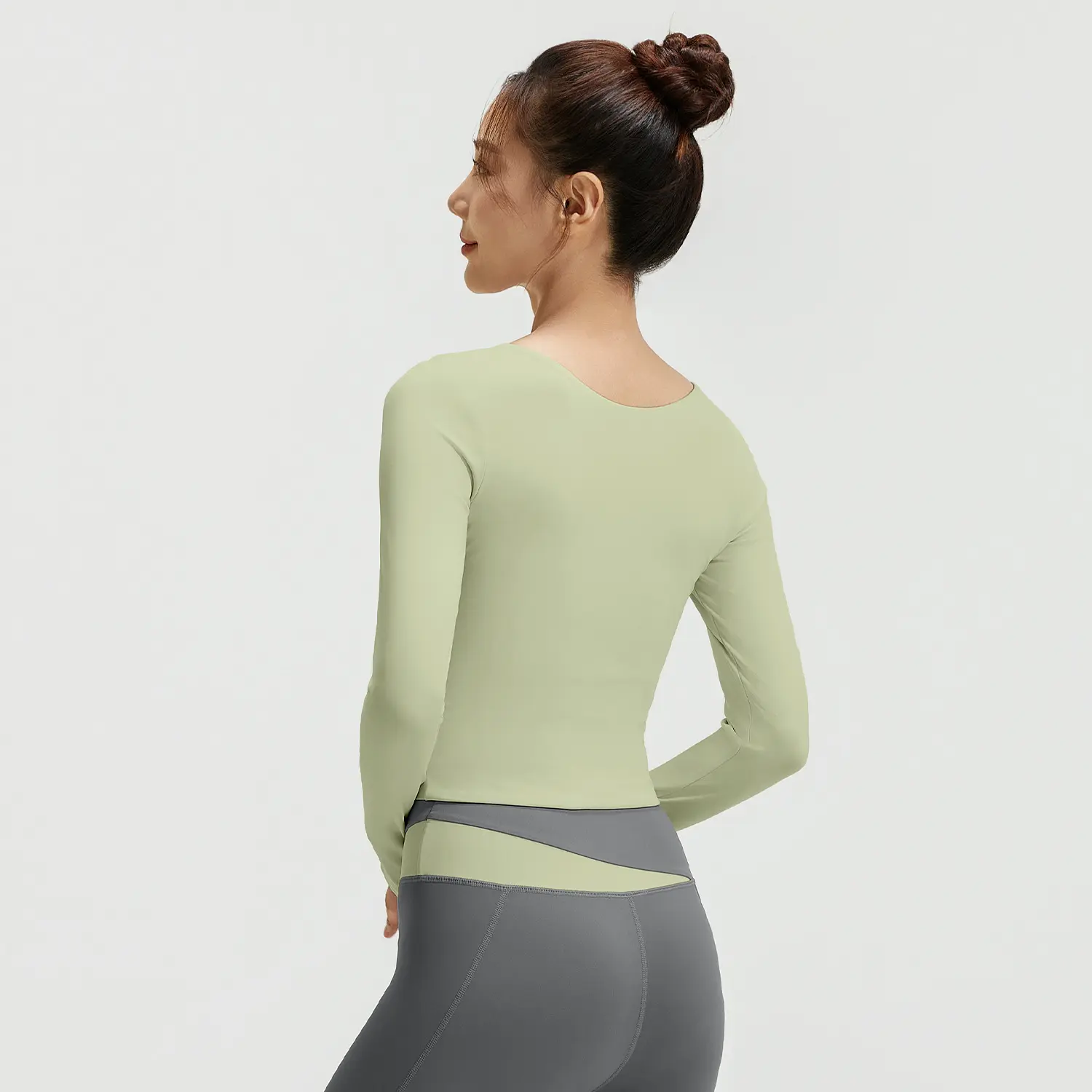 Juyitang peach color matching long-sleeved yoga clothes top nude and thin sports running fitness top female fitness femme