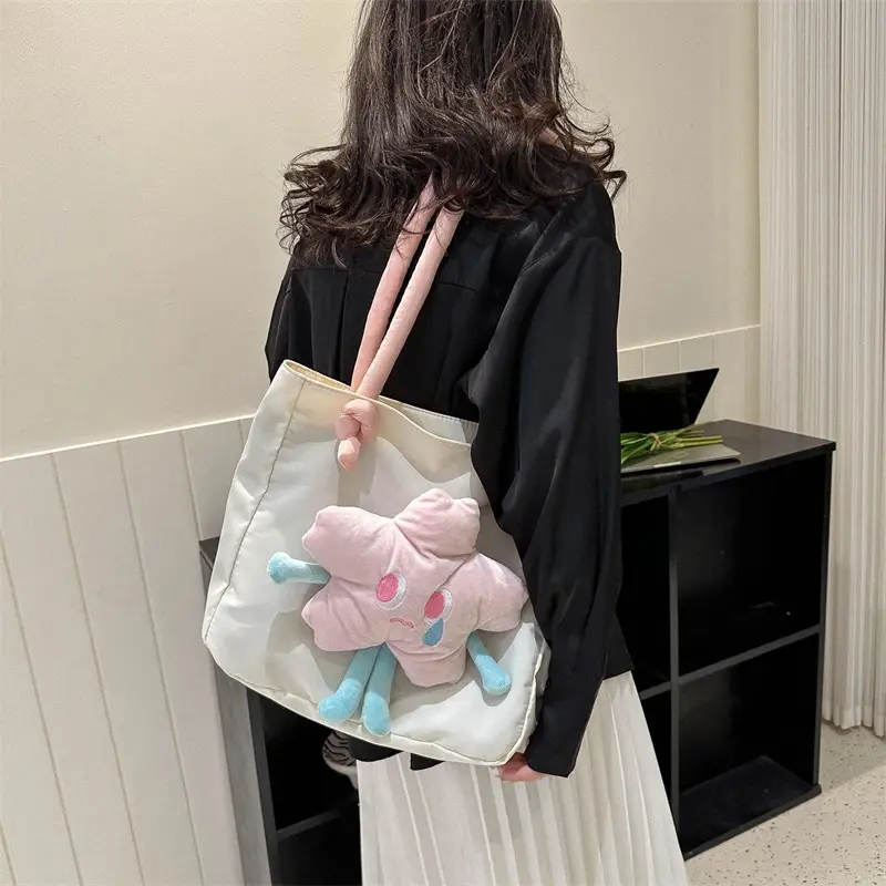 Large capacity Sweet Tote Bag Cute girl student tutoring bag New plush doll pendant women's shoulder bag handbag  bags for women