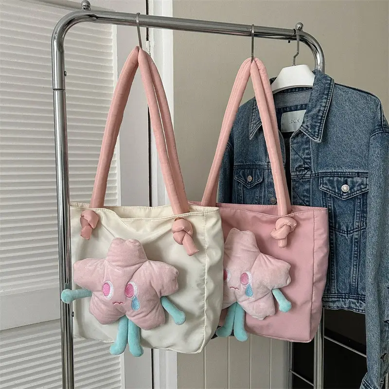 Large capacity Sweet Tote Bag Cute girl student tutoring bag New plush doll pendant women's shoulder bag handbag  bags for women
