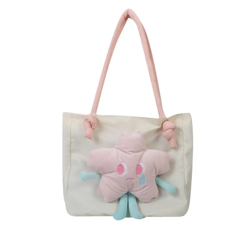 Large capacity Sweet Tote Bag Cute girl student tutoring bag New plush doll pendant women's shoulder bag handbag  bags for women