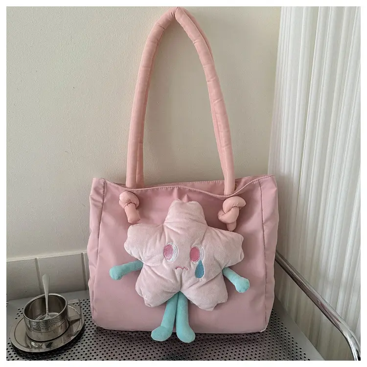 Large capacity Sweet Tote Bag Cute girl student tutoring bag New plush doll pendant women's shoulder bag handbag  bags for women