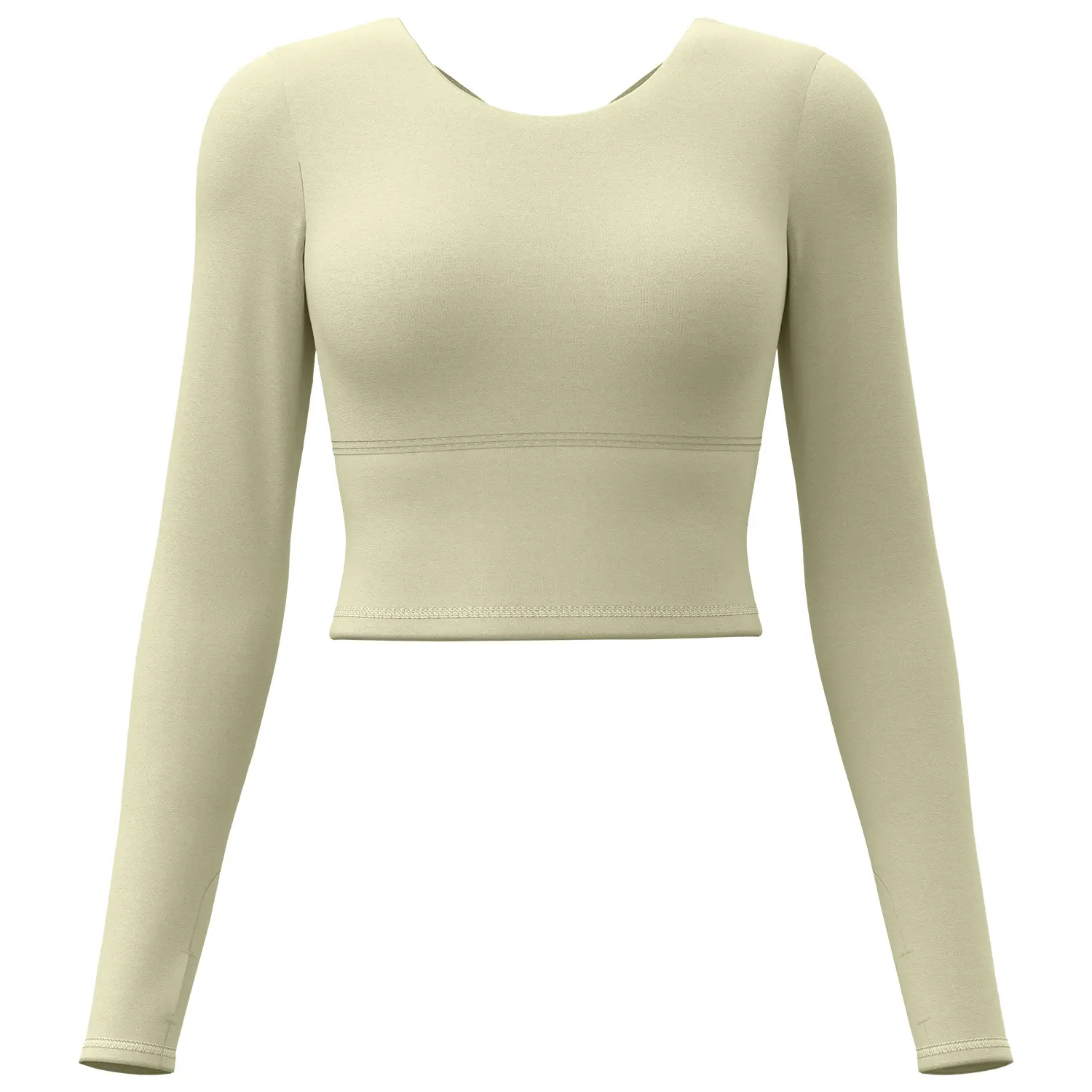 Juyitang Cross Back Yoga Clothing No Bra Sports Top Skinny Fitness Yoga Long Sleeve Women