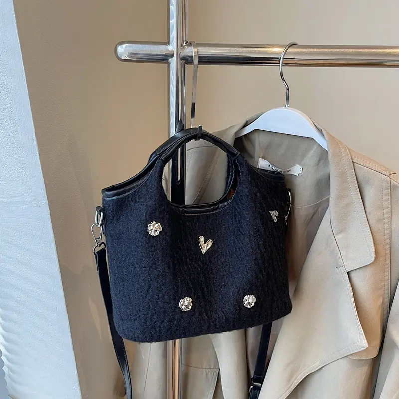 Super fire minority wool bag female new autumn and winter cross-body bag fashion tote bucket bag handbags