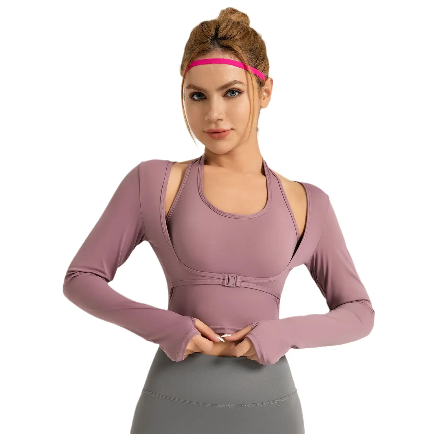 neck-hanging bra-free yoga clothes, fake two-piece sports tops, and fitness clothes.