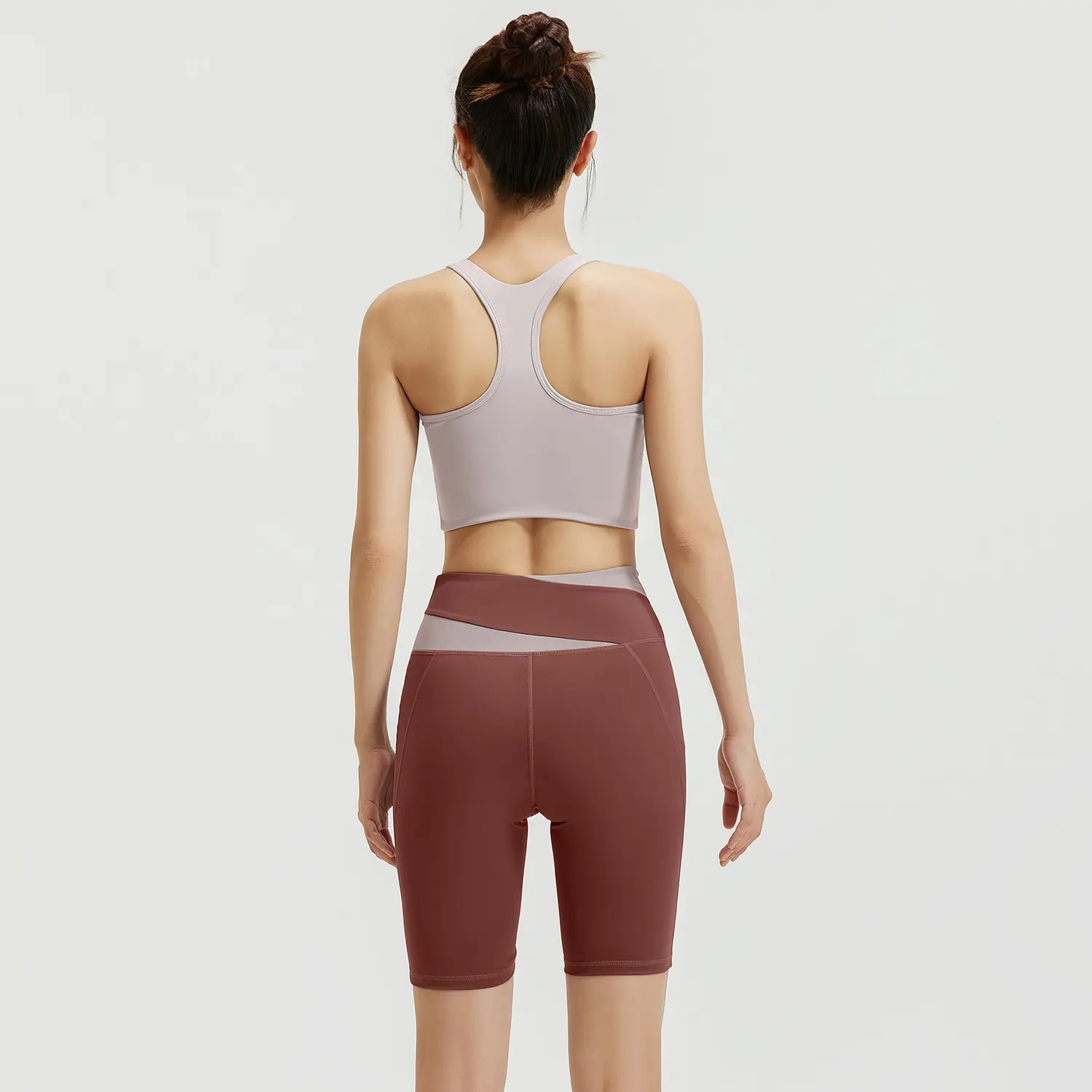 Juyitang color matching casual sports suit breathable fitness suit high elastic nude yoga suit women