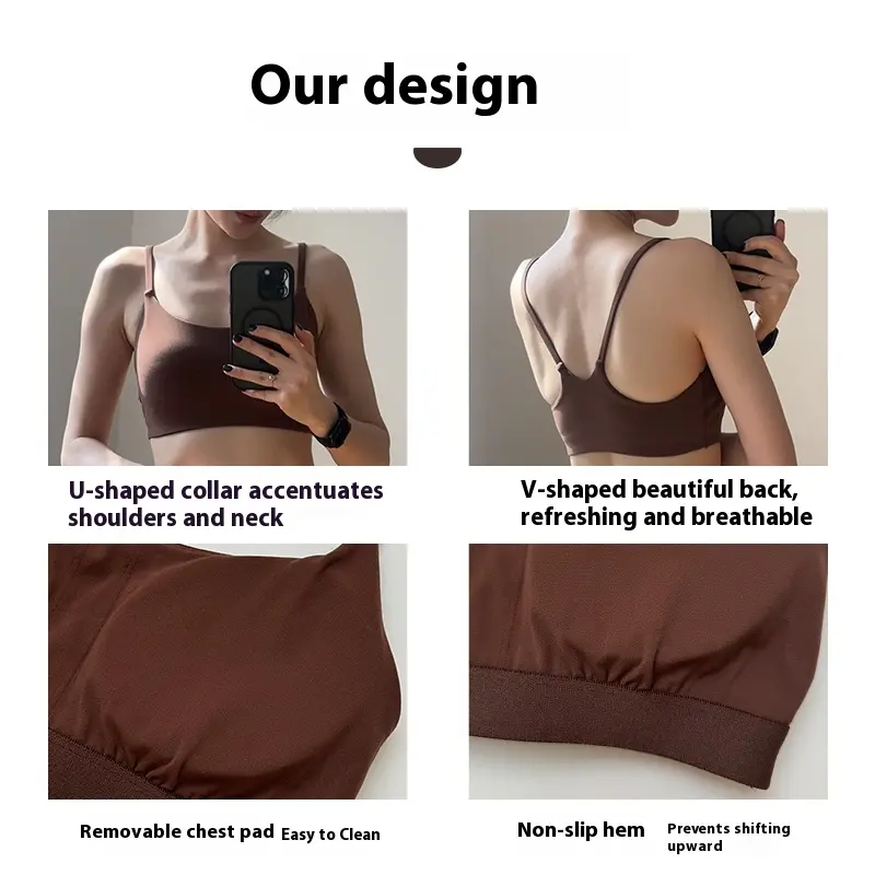 Yoga vest women thin shoulder straps chest pad sports underwear suspender beautiful back fitness bra sports bra
