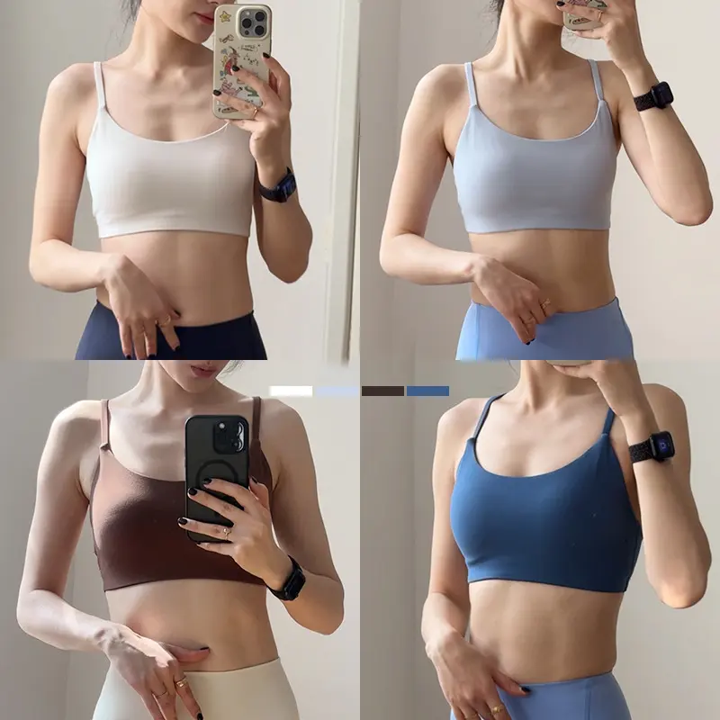 Yoga vest women thin shoulder straps chest pad sports underwear suspender beautiful back fitness bra sports bra