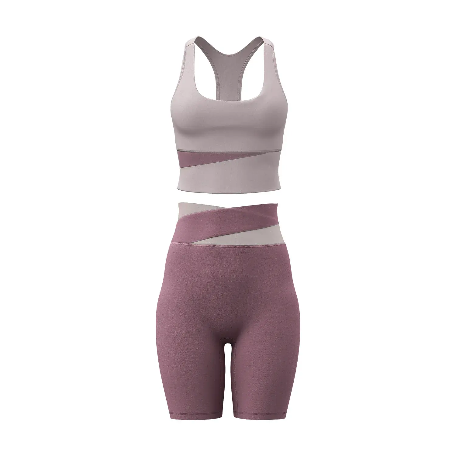 Juyitang color matching casual sports suit breathable fitness suit high elastic nude yoga suit women