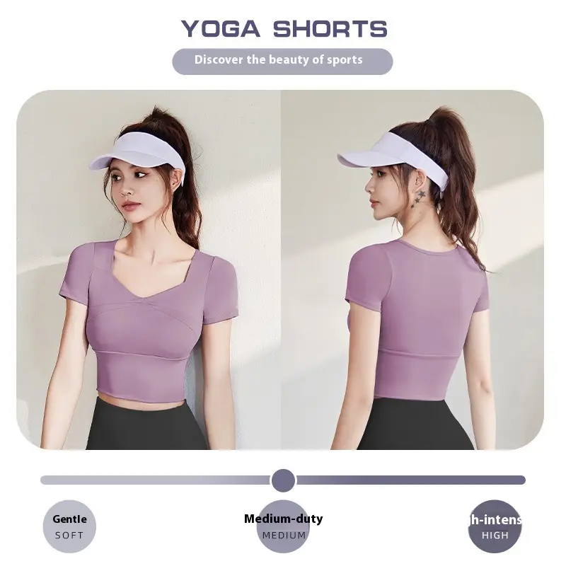 New yoga short-sleeved high elastic slim fit free bra running yoga clothes T-shirt code packet of the released version