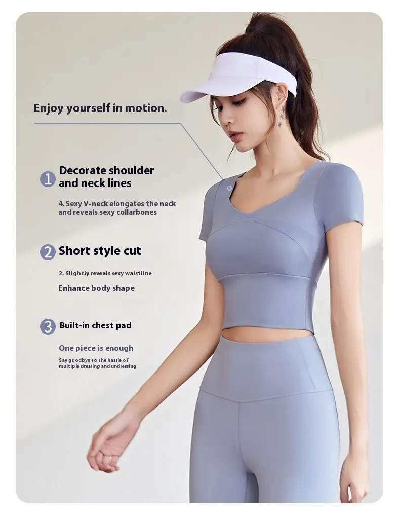 New yoga short-sleeved high elastic slim fit free bra running yoga clothes T-shirt code packet of the released version