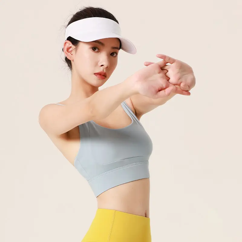 Juyatang nude sports underwear women's cross-breasted adjustment high-strength shock-proof vest yoga bra