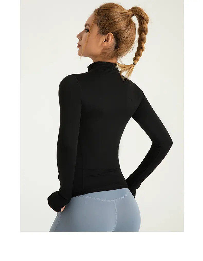 Cross-border area Naked yoga clothes Sports jacket Slim-fit nylon stand-up collar tight jacket Top Running fitness clothes