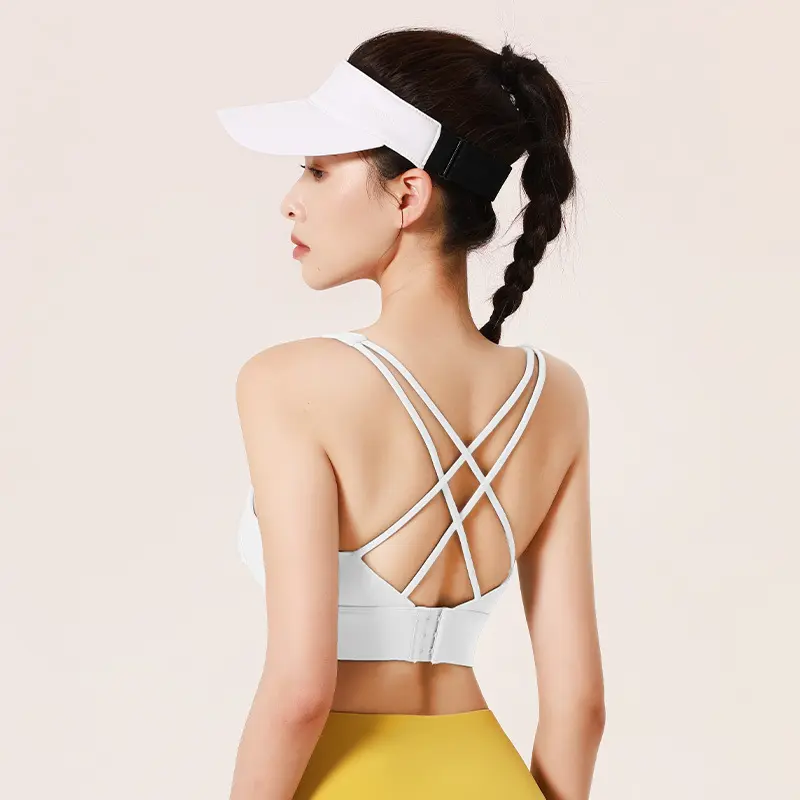 Juyatang nude sports underwear women's cross-breasted adjustment high-strength shock-proof vest yoga bra