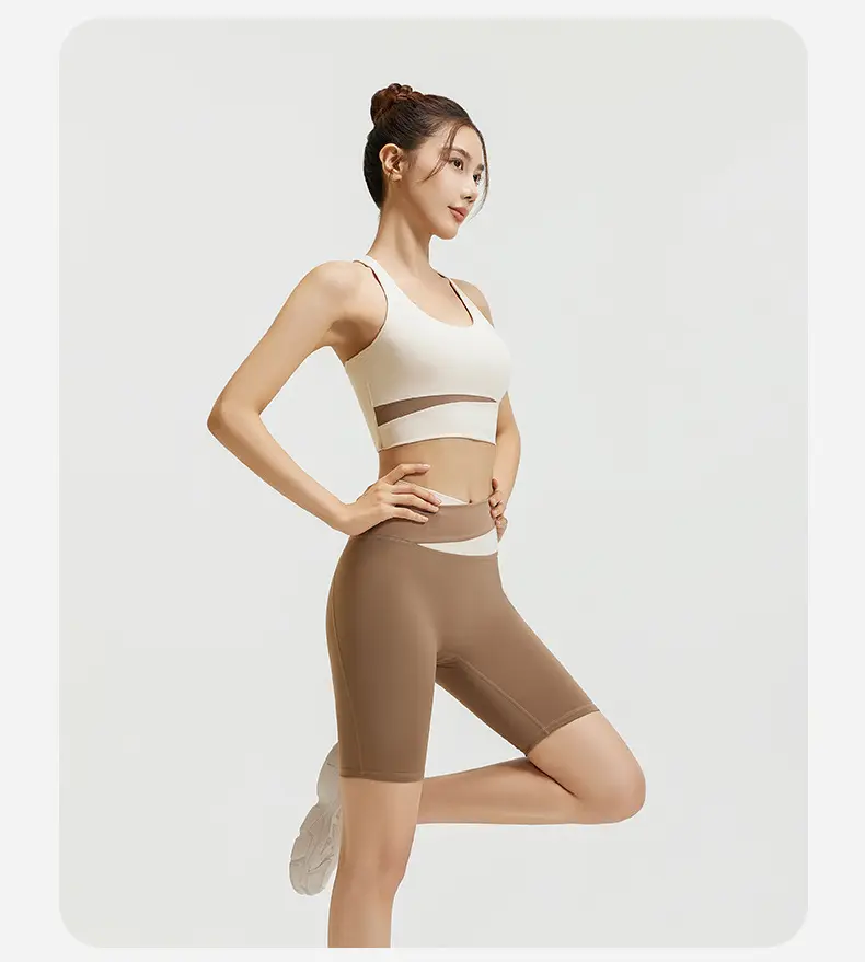color matching set, contrasting color clothes, breathable, nude feeling, high waist, hip lift, sports tights, sports suit