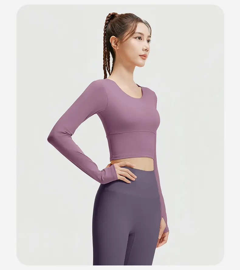 Juyitang Spring and Autumn Slim Yoga Suit Shape Skinny Cross Beauty Back Fitness Long Sleeve Suit Women