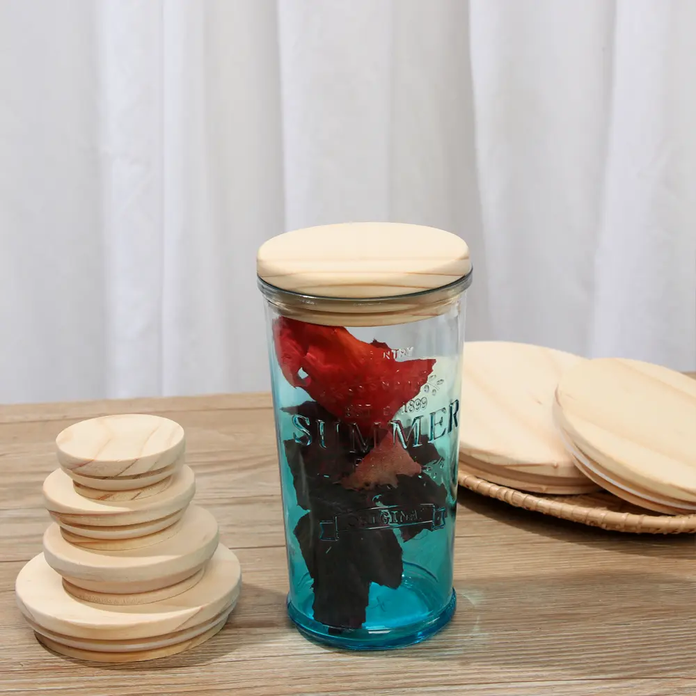 Various Sizes Reusable Wooden Kitchen Organization Bottle Sealing Caps Canning Storage Mason Jar Lid Wide Mouth Cover Wood Lids