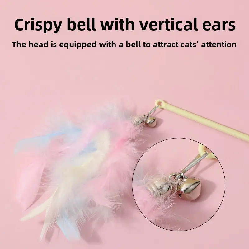 Cat toy cat ticker stick Durable long pole cat ticker wand Feather cat ticker stick Self hi amuse cat toy set