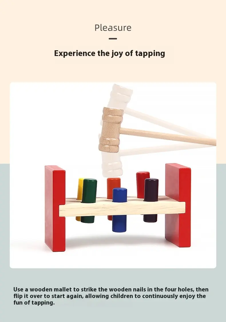 Wooden children's educational early education fun percussion table Color piling table toddler toys baby toys