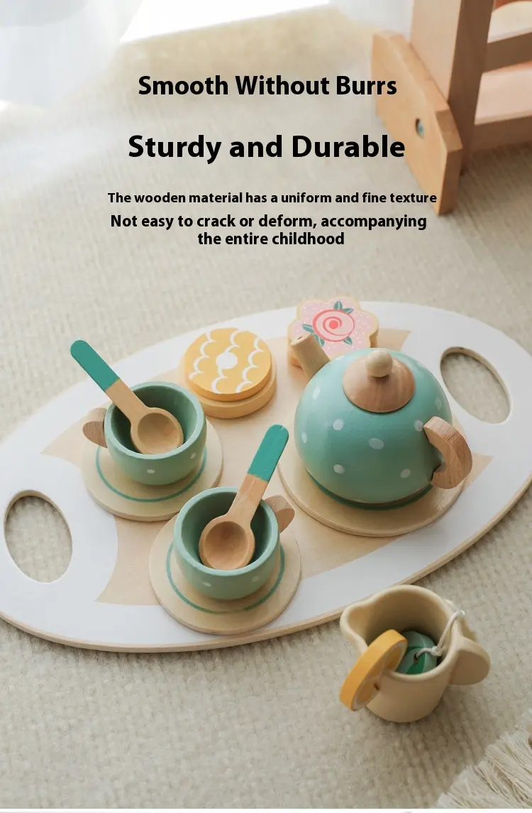 Children early education simulation afternoon tea dessert cake sale tea pot cup tea set wooden toys food toys for children